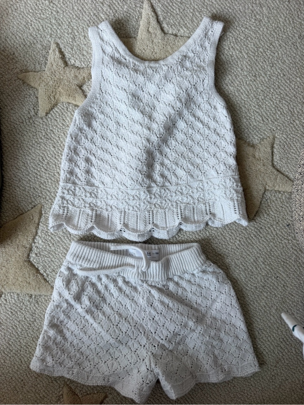Zara White Knit Tank and Shorts Matching Set